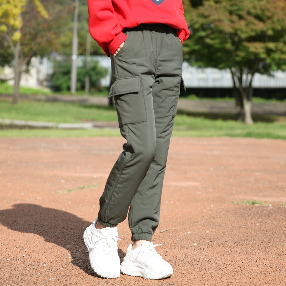 동대문스타일 여성 패딩바지 누빔 카고 조거 밴딩 팬츠 가볍고 보온성 좋은 여자 겨울 방한바지 SW패딩조거 19,700원