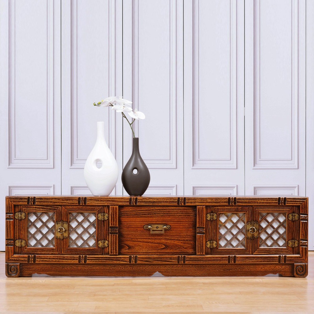 다한수제고가구 오동 창살 1단 거실장 1500 원목 엔틱, 단일 색상 450,000원