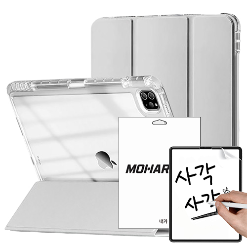 모할랩 아이패드 아크릴 하드 클리어 애플펜슬 수납홀더 케이스  + 아이패드 종이질감 액정보호필름, 현재가 17,990원