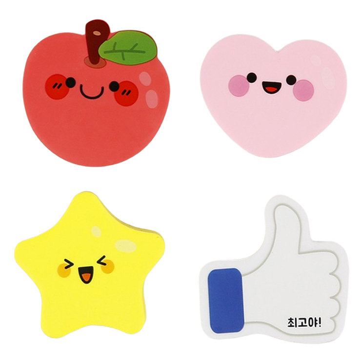 슈퍼쌤 캐릭터 모양 지우개 4종 세트, 사과, 엄지척, 하트, 별, 1세트 4,800원