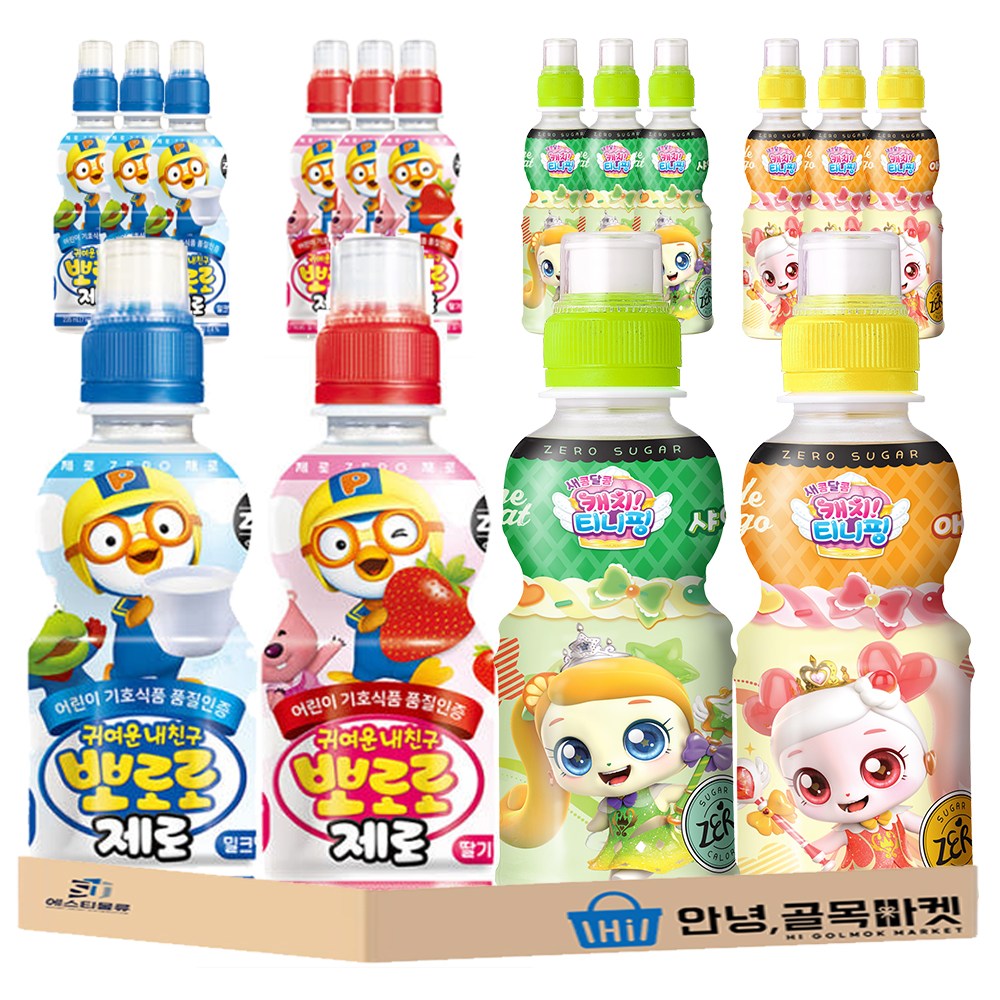 어린이 제로음료 뽀로로 캐치 티니핑 16입 세트 ( 밀크맛 4개 딸기맛 4개 애플 망고맛 4개 샤인 머스캣맛 4개 ) 4종 어린이 음료 세트, 16개, 200ml 17,500원