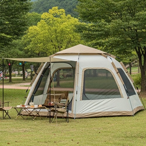 원터치 텐트 6각 대형 3-4인용 5-8인용 캠핑 자동 오토 접이식 방수 캐노피2 창문2 59,900원