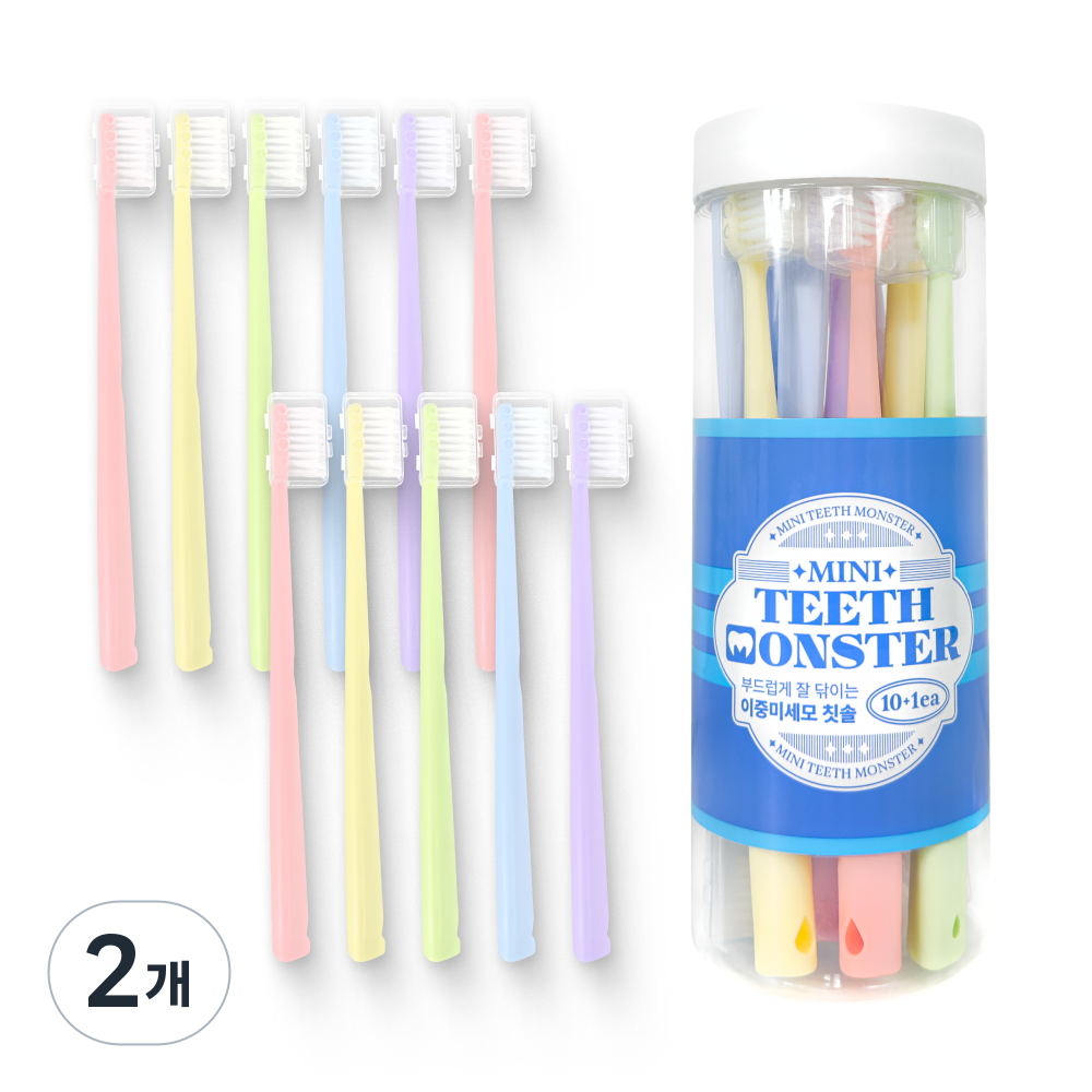 윌렉스 미니티스몬스터 부드러운 이중미세모 어금니 초극세모 칫솔, 2개, 11개입 24,320원