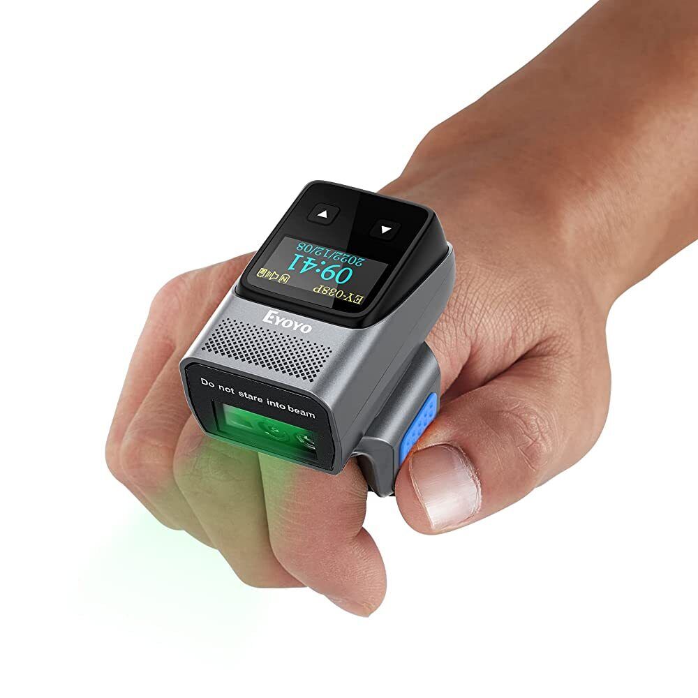 IOS용 디스플레이 2D QR 무선 핑거 리더가 장착된 Eyoyo 미니 웨어러블 링 바코드 스캐너 64,260원