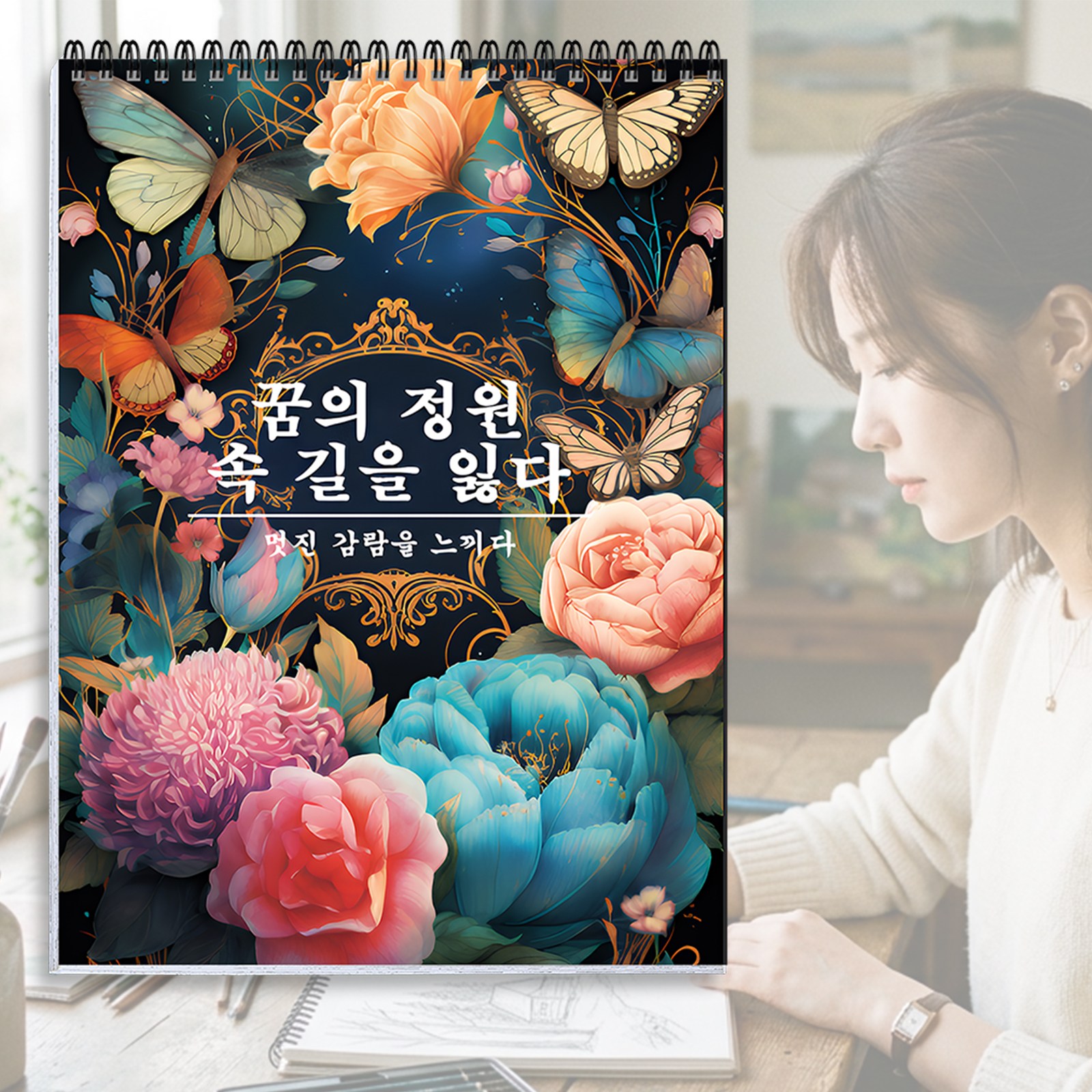 NICEROSE 고급 컬러링북 DREAM GARDEN 테마 어른 색칠공부 - 여자들이 좋아하는 색칠놀이 - 30가지꽃 색칠 도안 포함 - 성인용 색칠하기 책 13,500원
