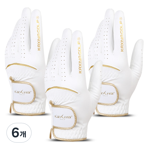 [KAXIYA] 카시야 세탁가능 골든라벨 골프장갑 남성용 왼손 3장, 6개, 화이트 28,130원