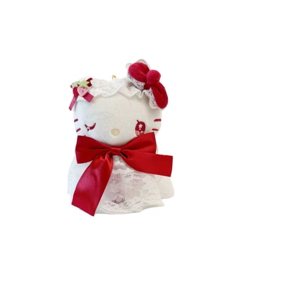 산리오 헬로 키티 귀여운 흰 드레스 빨간 리본 키티 봉제인형 키링 64,700원