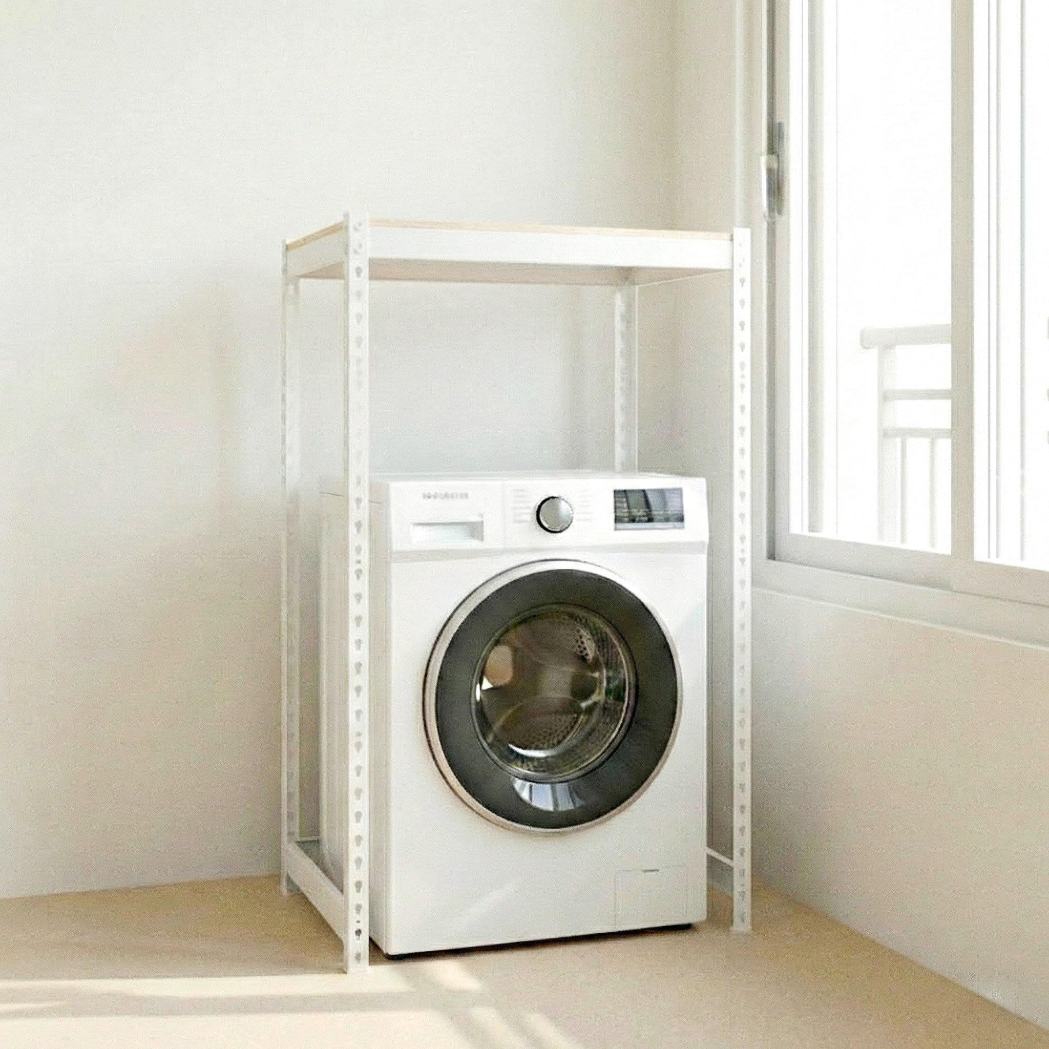 프라임앵글 김치냉장고 드럼세탁기 건조기 선반 펜트리 베란다 철제선반, 1.5단, 아이보리 56,100원