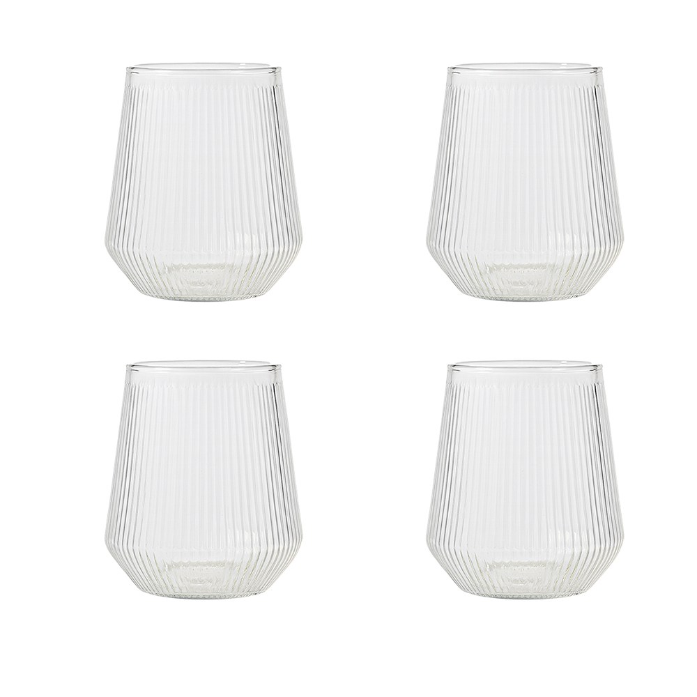 소소낫 내열유리 플리츠라인 언더락 420ml, 4개, 투명, 현재가 17,400원