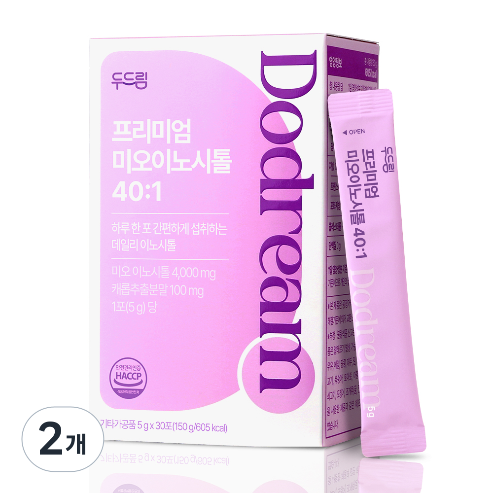 두드림 프리미엄 미오이노시톨 40:1, 2개, 30회분 47,800원