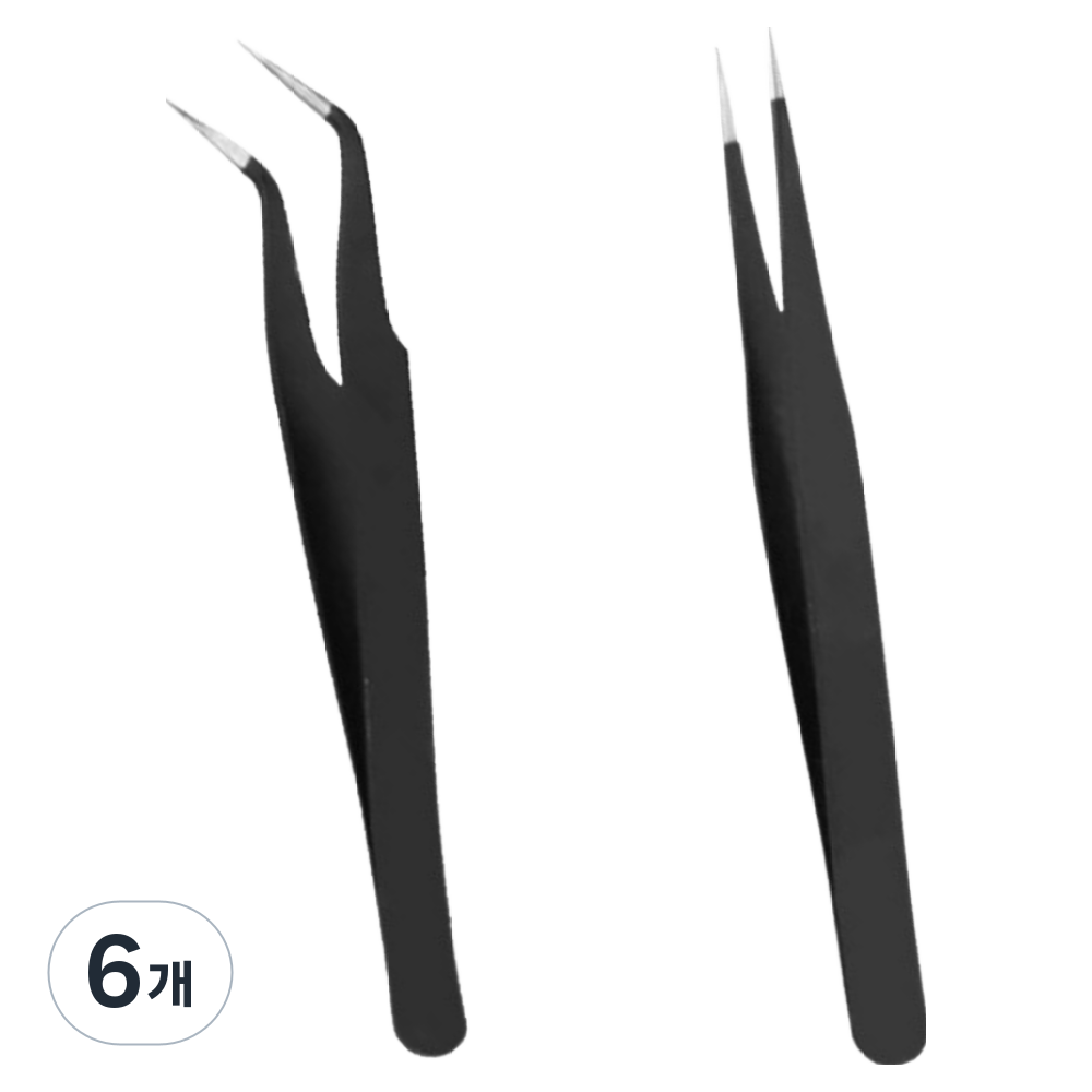 김시스터 프리미엄 속눈썹 핀셋 트위저 곡선형, 일자형 정밀, 6개, 스테인레스 18,370원