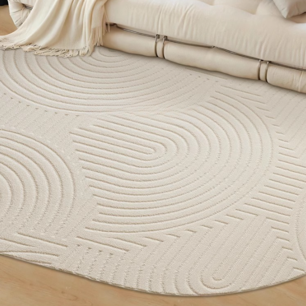 크림벨러그 크림색 깔끔한 인테리어 유니크한 타원형 카페트 방수 실크 러그 거실 고급 사계절 614,000원
