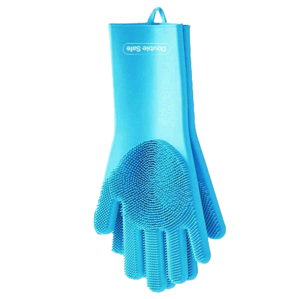 더블세이프 스무스핸드 돌기돌기 실리콘 고무장갑 양손 세트, 블루, 중(M), 1세트 6,000원