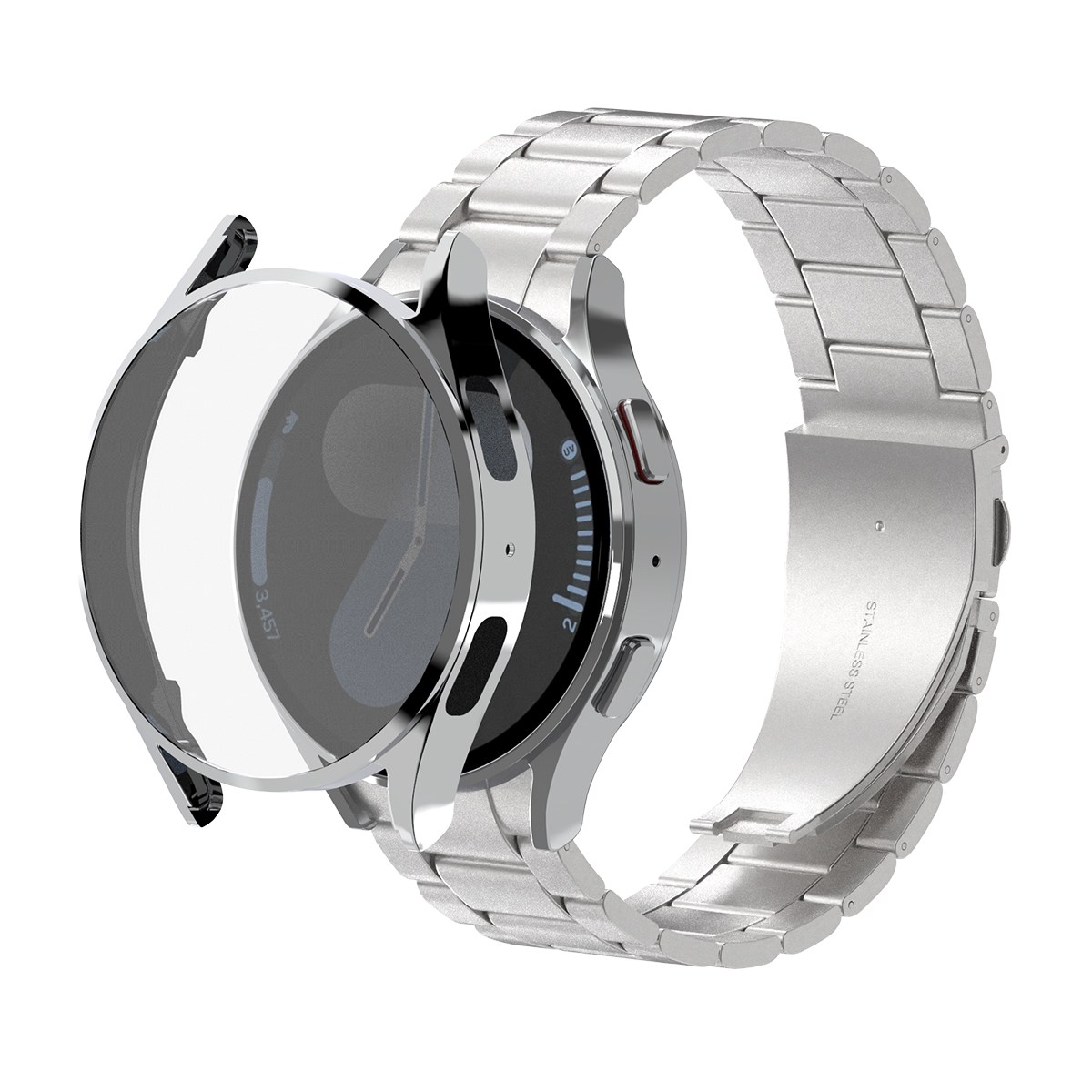 아이메이드잇 갤럭시워치 스탠다드 메탈 스트랩 + 유광 케이스 세트, 실버, 1개 22,900원