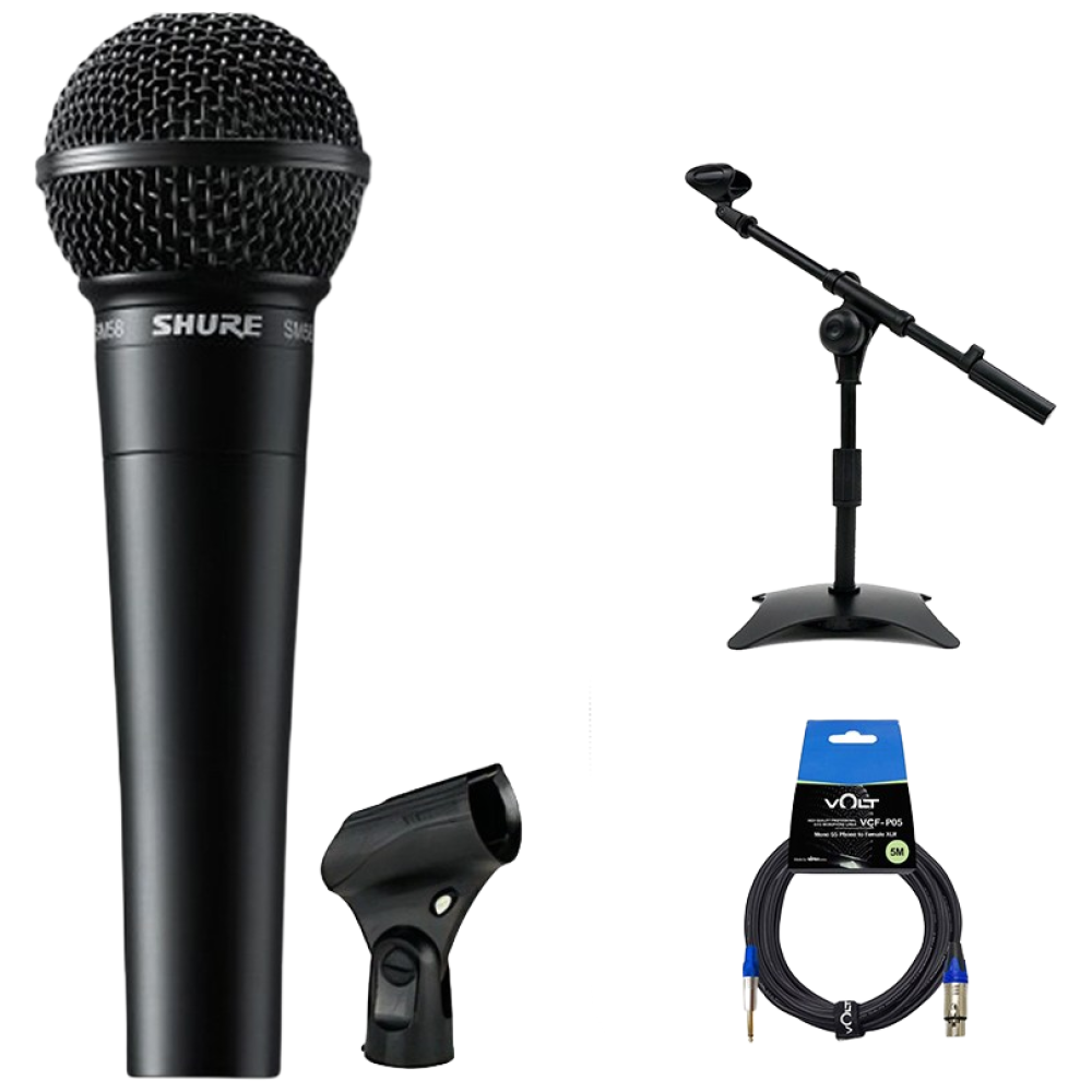 SHURE 슈어 SM58 유선마이크 보컬 강의 행사용 강의용 홈 레코딩 다이나믹 마이크 블랙 에디션 XLR-55 케이블 (스위치없음), SM58+XLR-55(5M)+탁상용T자스탠드 238,950원
