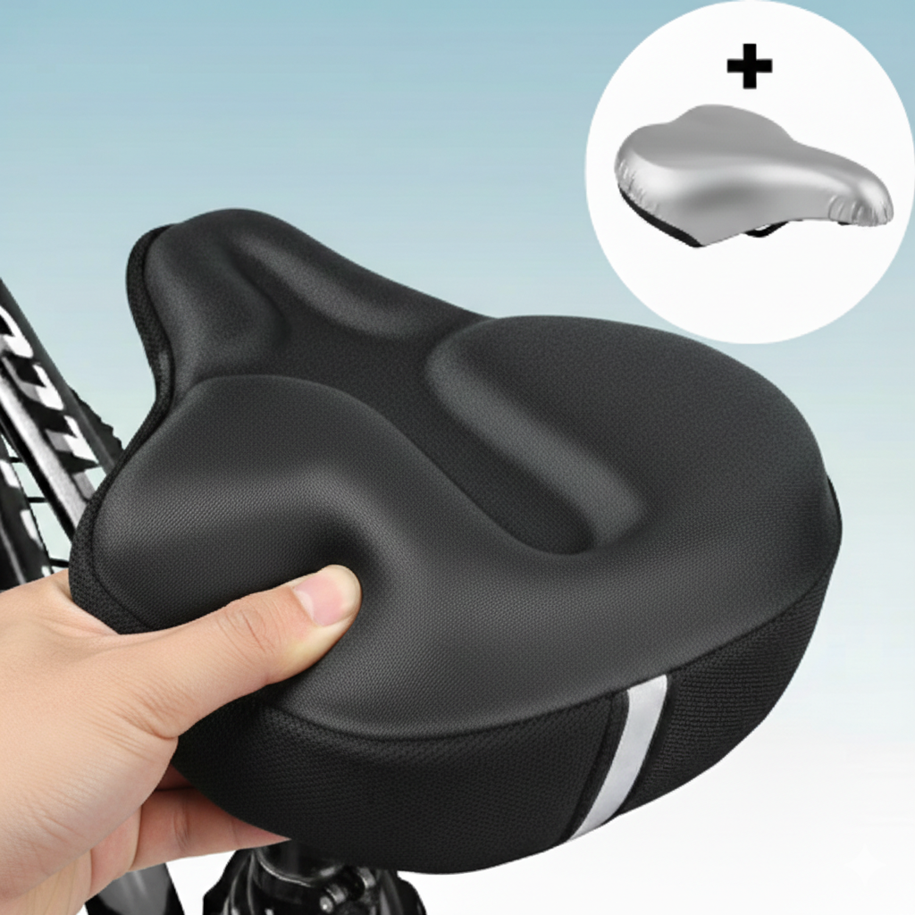 글로우포레 푹신한 쿠션 자전거 안장 커버, 블랙, 1개 14,000원