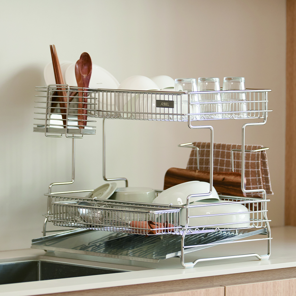 소벨 헤이븐 올스텐304 엠보형 식기건조대 정면형 풀세트, 2단, 단일색상, 1세트 143,650원