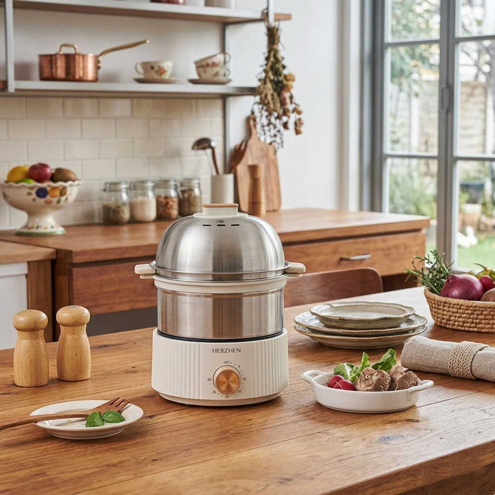 헤르젠 올스텐 3단 멀티 찜기 304스테인레스 계란 만두 야채 찜기 가정용 전기 쿠커 다용도 찜솥, 헤르젠 올스텐 3단찜기 69,800원