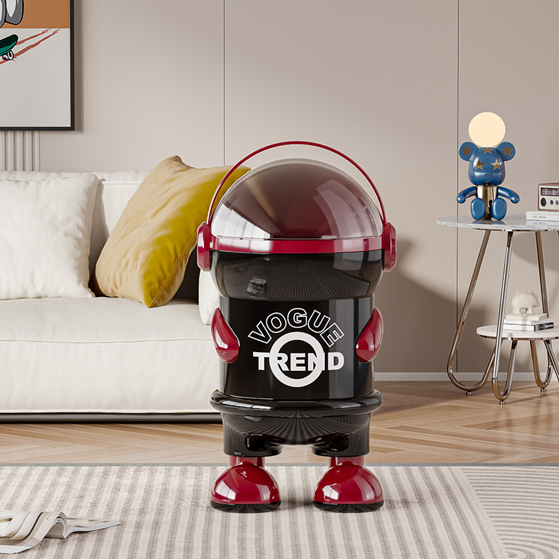 style dr 가정용 쓰레기통 귀여운 우주인 캐릭터 인테리어 쓰레기통 음식물쓰레기통 화장실 쓰레기통 주방 쓰레기통 침실 쓰레기통 자동센서휴지통, 서 있는 자세 검정빨간색 21,900원