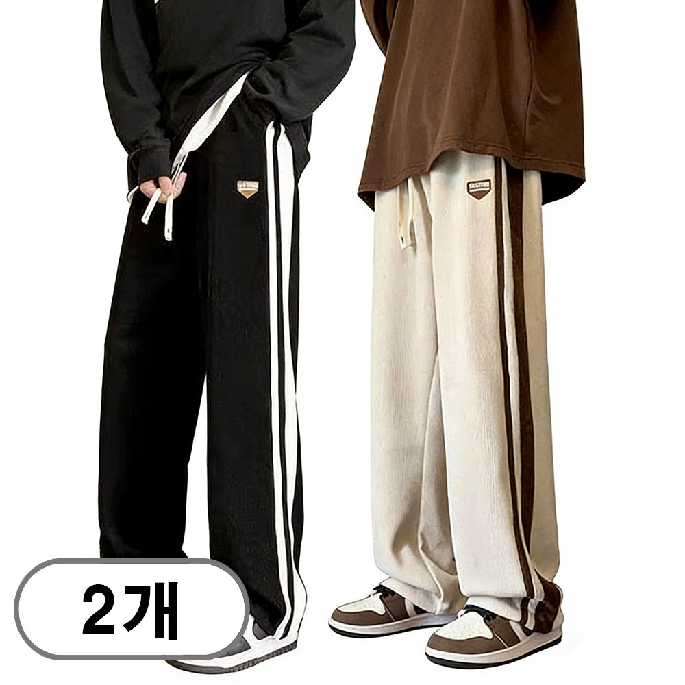 차쿠 1+1 남성 가을 겨울 골덴 기모바지 스판바지 코듀로이 캐주얼팬츠 옆줄 일자 와이드 팬츠 빅사이즈 25,800원