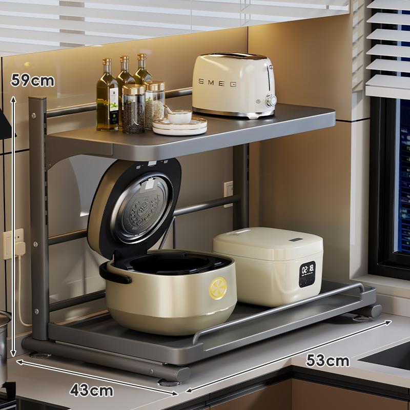 주방보조식탁 아일랜드렌지대 렌지대홈바 수납장 전자렌지대 전자렌지장 밥솥선반 주방수납장 밥솥수납장 전기밥솥 인출 선반, 슬라이딩레일풀아웃 건메탈그 53cm 195,800원