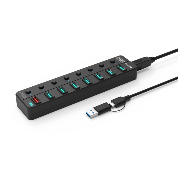 넥스트유 NEXT-UH358-10G USB 3.2 Gen2 10G 7포트 + 1포트 퀵차지 충전포트 유전원 허브, 1개 30,000원