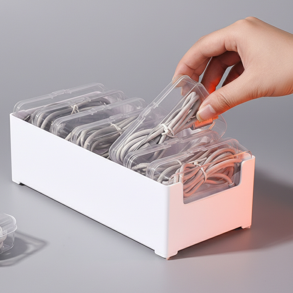 벤디크 투명 케이블 정리함 선정리 멀티 수납 박스, 화이트, 1개 8,300원