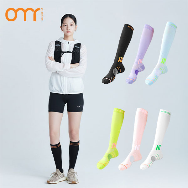 오마이런 여성 러닝 니삭스 스포츠 장목 양말 쿠션 헬스 테니스, 네온라임 15,900원