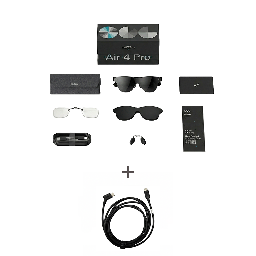 TCL RayNeo Air4 Pro + 1.8M 전용케이블[공식스토어] / AR글래스 / Bang Olufsen Audio / HDR지원 / 스마트안경, 1개, RayNeo Air4 Pro/XRGF39 498,000원