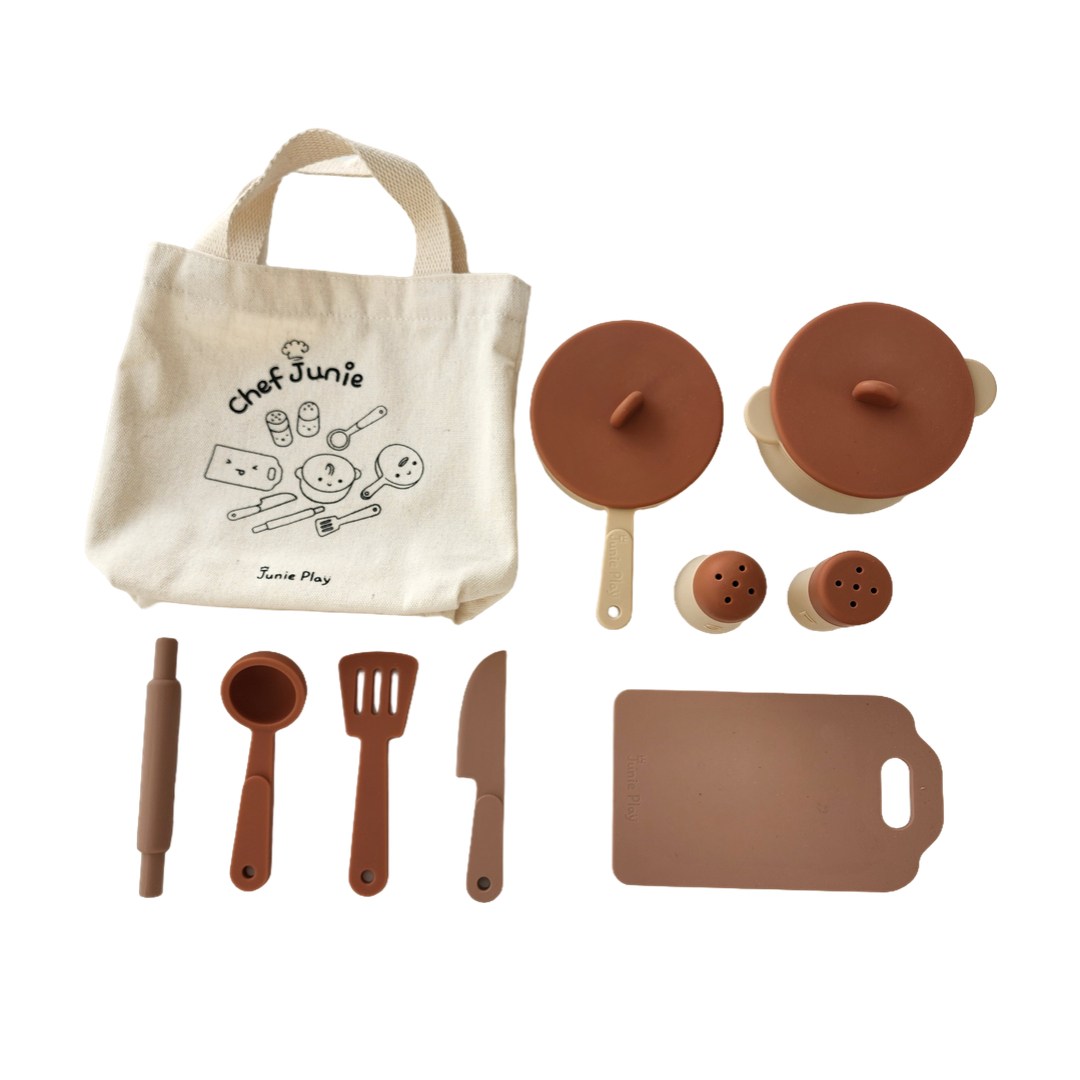 셰프쥬니 실리콘 주방놀이 소품 유아 어린이 돌 아기 주방놀이 세트, 브라운, 1개 29,900원