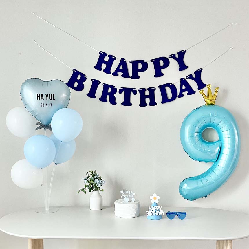 연지마켓 생일가랜드 생일 파티 용품 세트 숫자 하트 풍선 (자유레터링), 1세트, 블루 13,900원