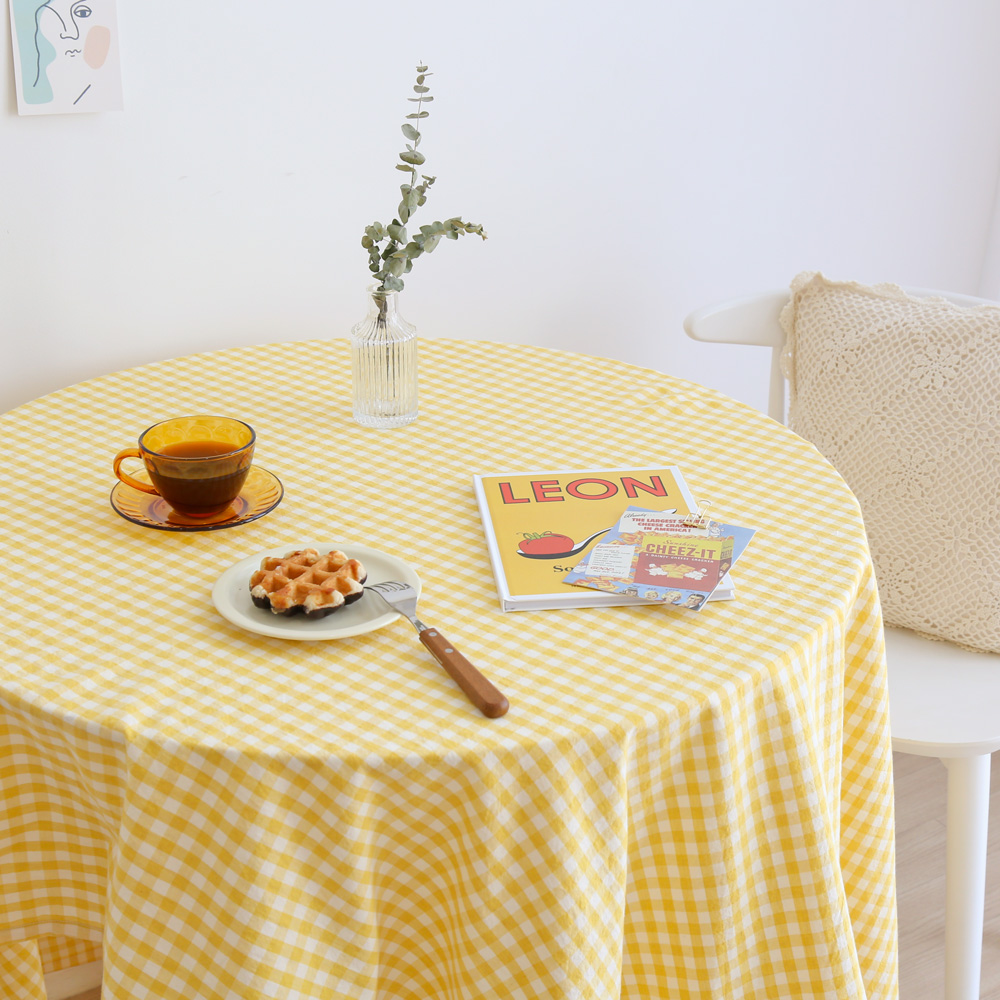 포홈 파스텔체크 테이블 협탁보, 옐로우, 90 x 140 cm, 1개 14,900원