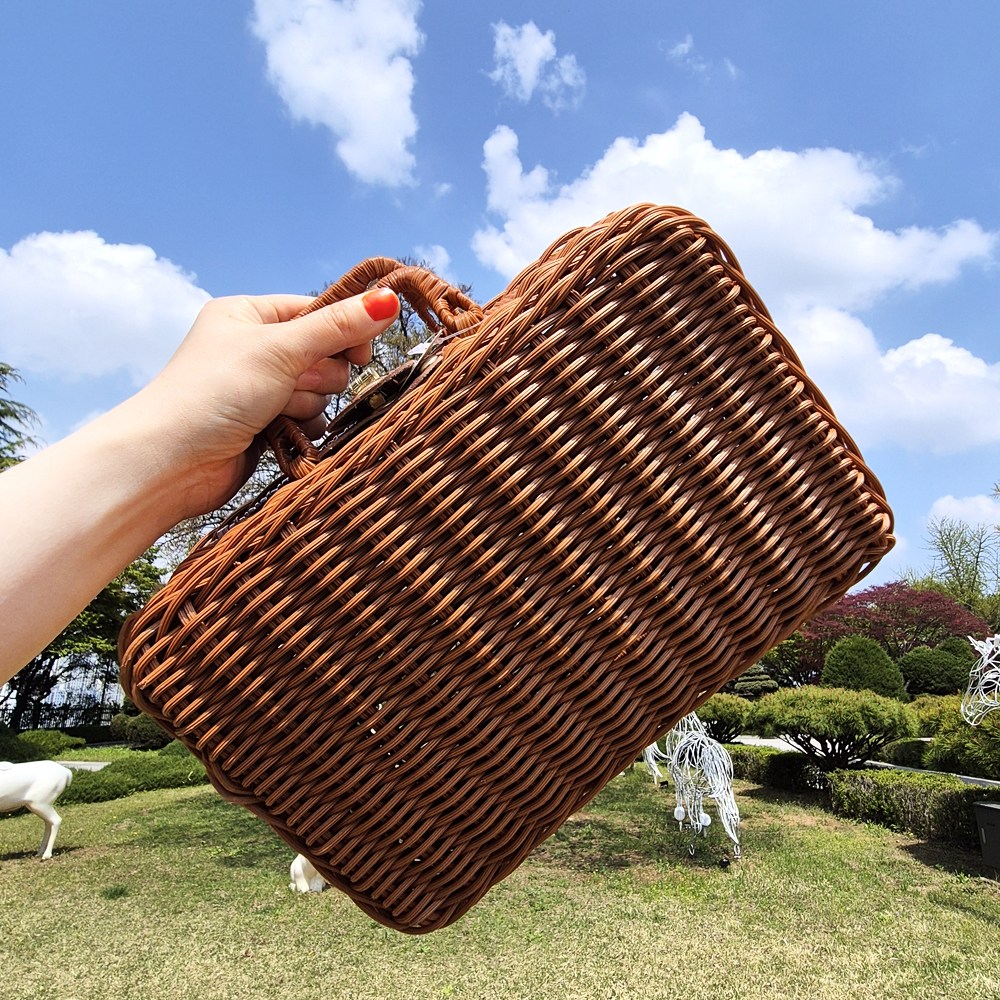 라탄바구니 피크닉 라탄가방 손잡이 감성캠핑 소풍바구니 봄나들이 소품 정리바구니 14,800원