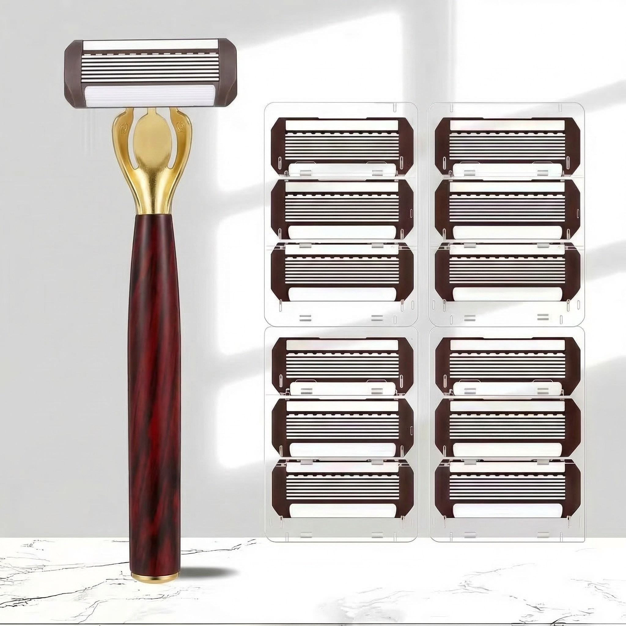 [하루마켓] 남성 휴대용 수동 면도기 8중 면도날 신형 핸들, 12개 11,300원