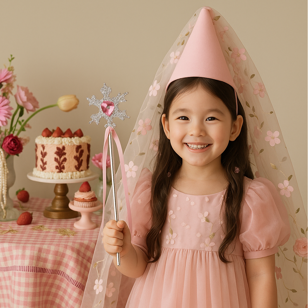 [라라빈파티] 할로윈 베일고깔 요술봉 요정 세트 생일 머리띠 축하 파티 꽃 베일 꼬깔 모자 면사포고깔 인생네컷용품 마녀 요정 어린이집 소품, 요정세트 -핑크 17,280원