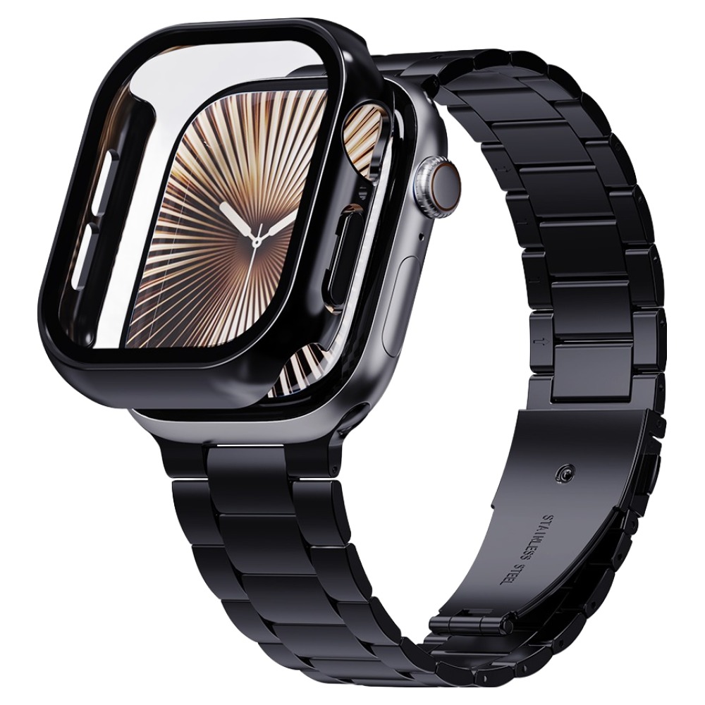 칸탐 애플워치 메탈 스트랩 + 풀커버 케이스 세트, 블랙, 1세트 19,550원