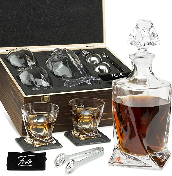 남성 및 여성을 위한 Whisky Stones 선물 세트 - 위스키 디켄터, 2개의 트위스트 위스키 잔, 2개의 XL Stainl 125,900원
