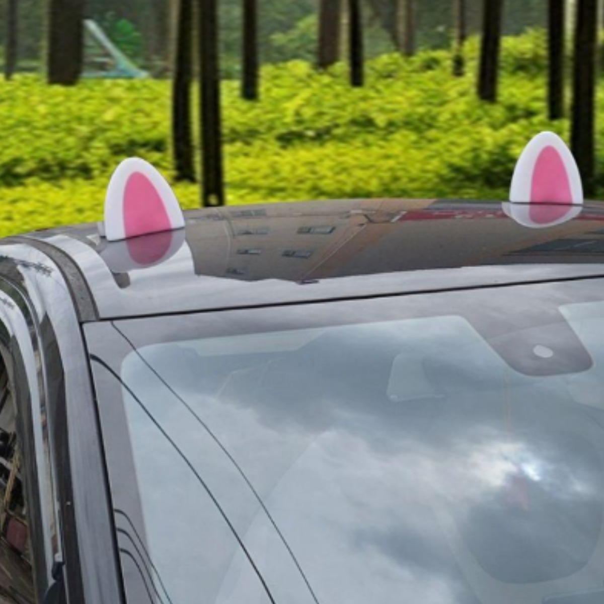 귀여운 고양이 귀 태양열 조명 장식 2개입 모든 차 종 호환 자동차 조명, 현재가 22,000원