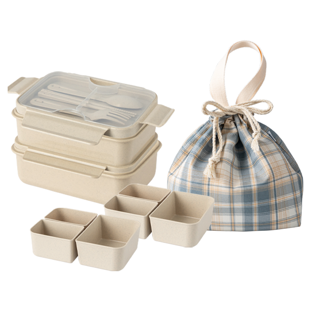 나누담 피크닉 2단 도시락 보냉백 세트, 아이보리, 1세트 17,400원