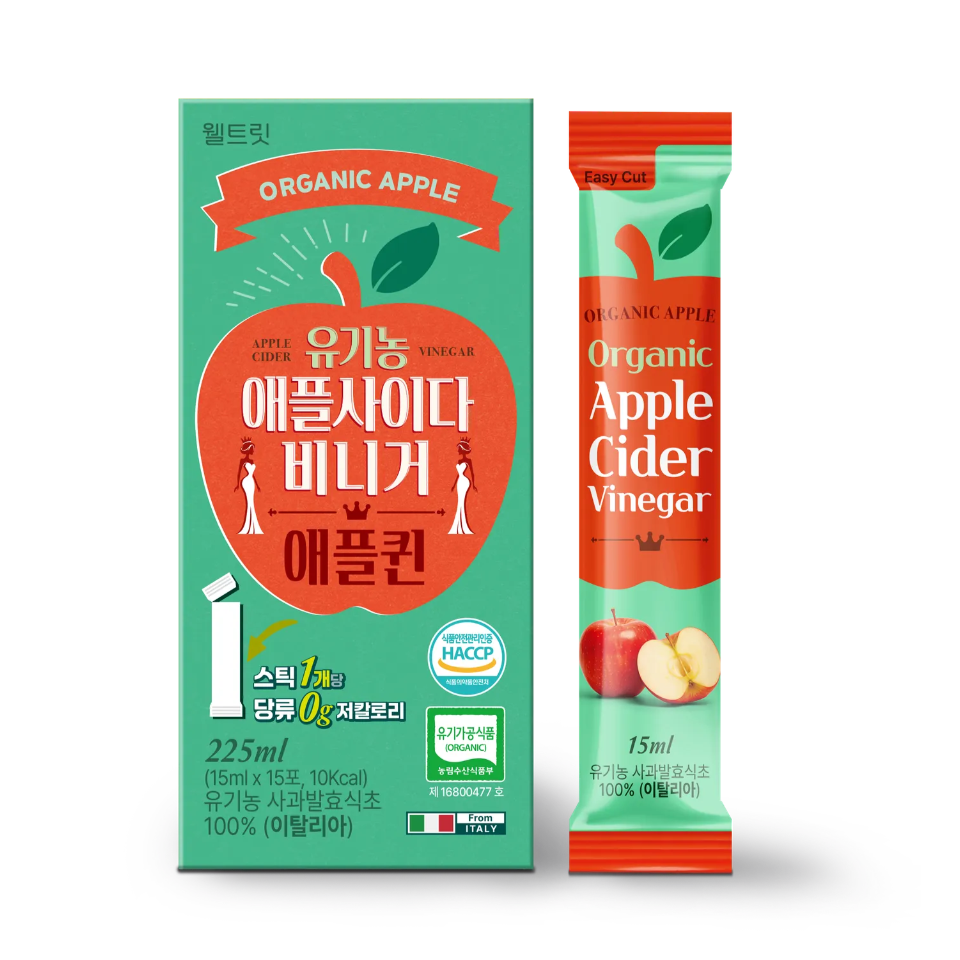 웰트릿 유기농 애플사이다비니거 애플퀸 15p, 225ml, 1박스 10,000원
