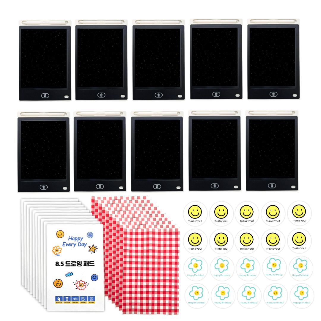 [미포리댁] 어린이집 생일 답례품 선물 유치원 구디백 유아 LCD 드로잉패드 장난감, 10개, 흰색색상 세트, 현재가 28,500원
