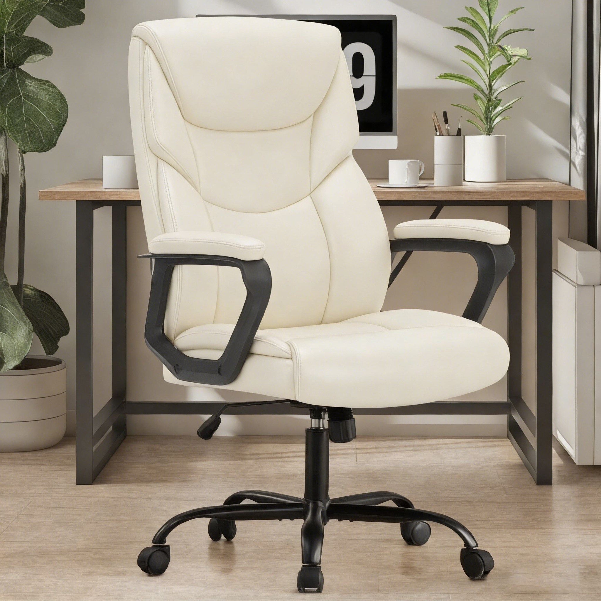 모아니스 가죽 중역의자 팔걸이 고정형, 아이보리 45,750원