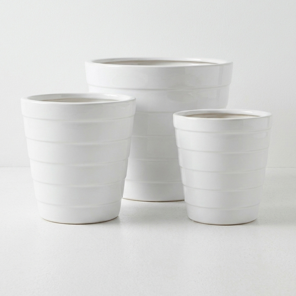 그린데이 도자기화분 줄무늬 대중소 세트 분갈이화분 디자인 인테리어 화이트 백자 받침세트, 1개, 줄무늬 화이트 39,900원