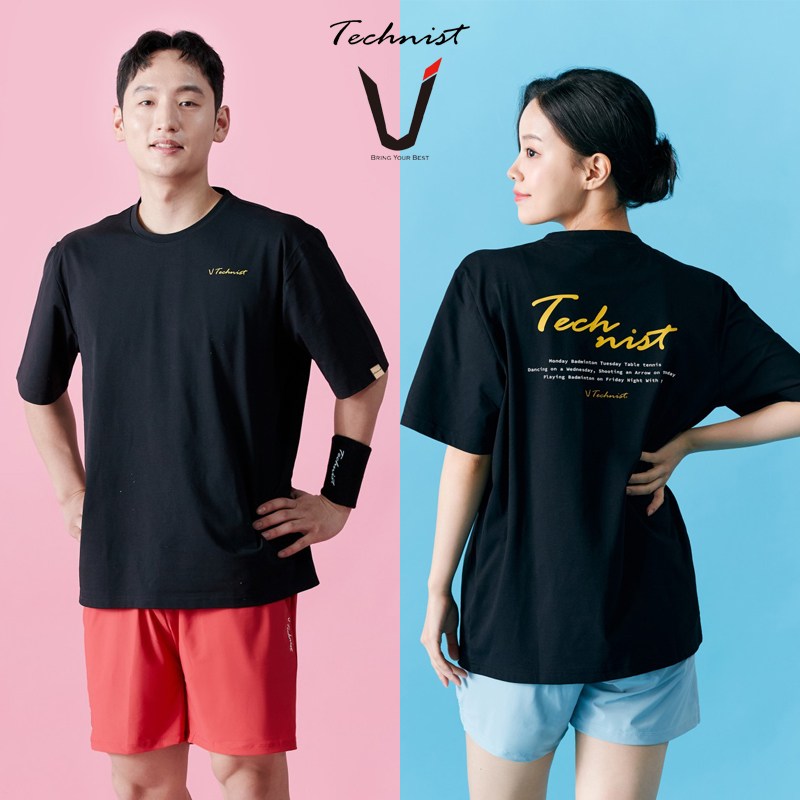 테크니스트 티셔츠 배드민턴 반팔 상의 코튼라이크 오버핏 블랙 TNT64112 40,000원
