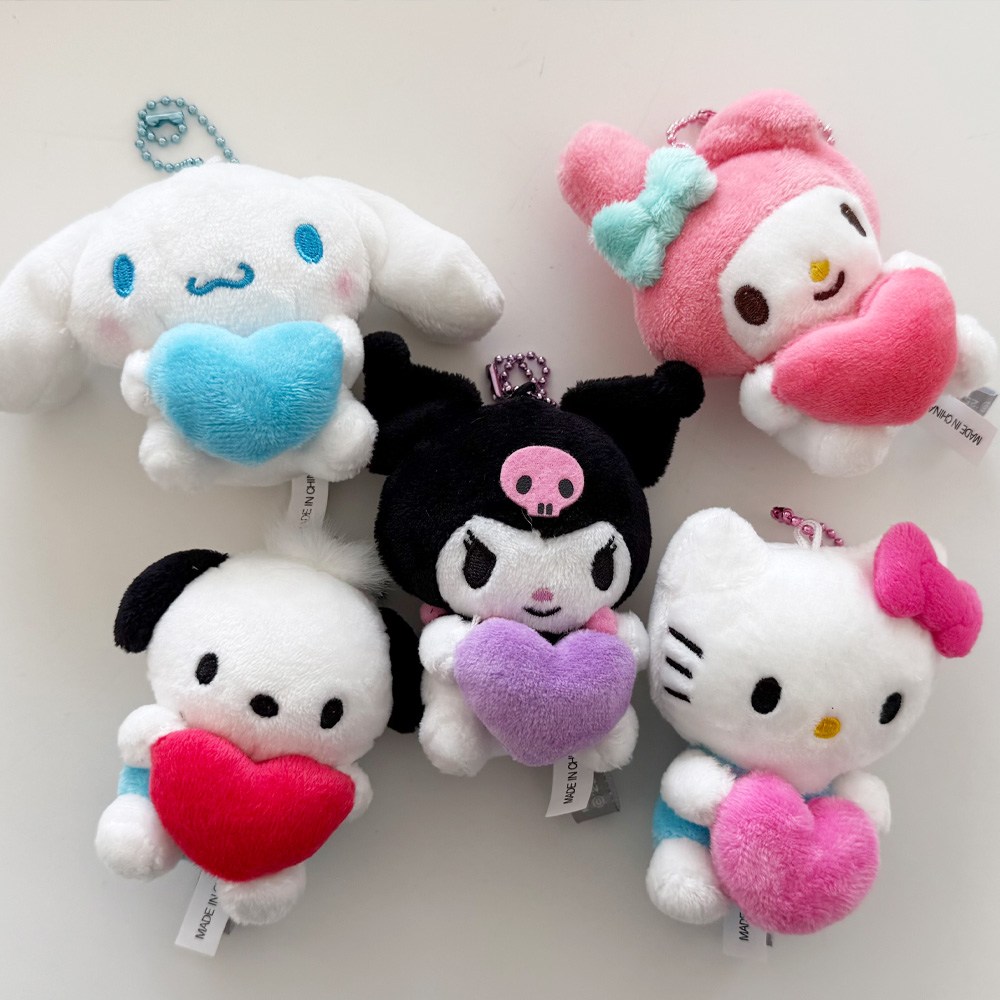 산리오 하트 인형 키링 5종 키티 시나모롤 쿠로미 포차코 마이멜로디 [정품 캐릭터 헬로키티 마멜 시나몬롤 포챠코 캐릭터즈 굿즈 가방 백팩 백꾸 가꾸 열쇠 고리 키홀더] 6,500원