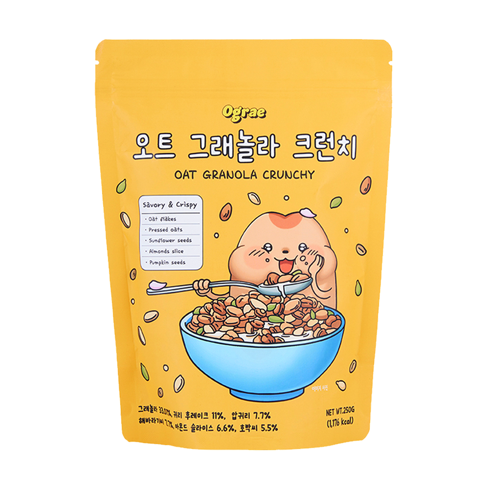 [소비기한 임박특가 / 26-05-25 ] 오그래 오트 그래놀라 크런치 아침 식사대용 시리얼, 1개, 250g 9,000원