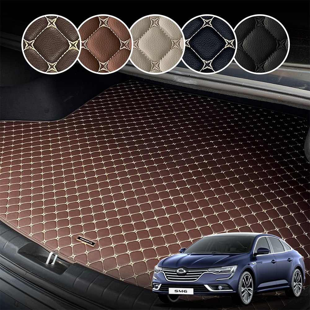 RV MOTORS 차량용 프리미엄 PU 가죽 퀼팅 SM6 전용 트렁크매트 (2016~2020.07), 베이지, SM6(탈리스만포함) 45,000원