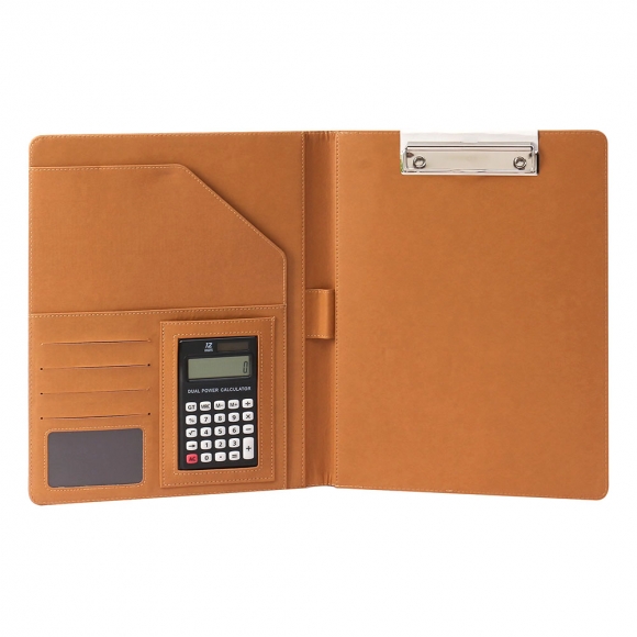 문구담 클립 레포트화일 32.5 x 25 x 2.5 cm + 12자리 계산기, 골드브라운, 1세트 19,510원