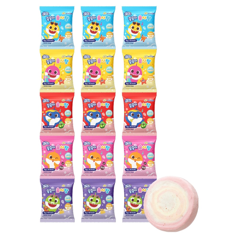 앙팡드봉봉 스낵스 핑크퐁 아기상어 줄줄이 솜사탕 15p, 60g, 1개 13,900원