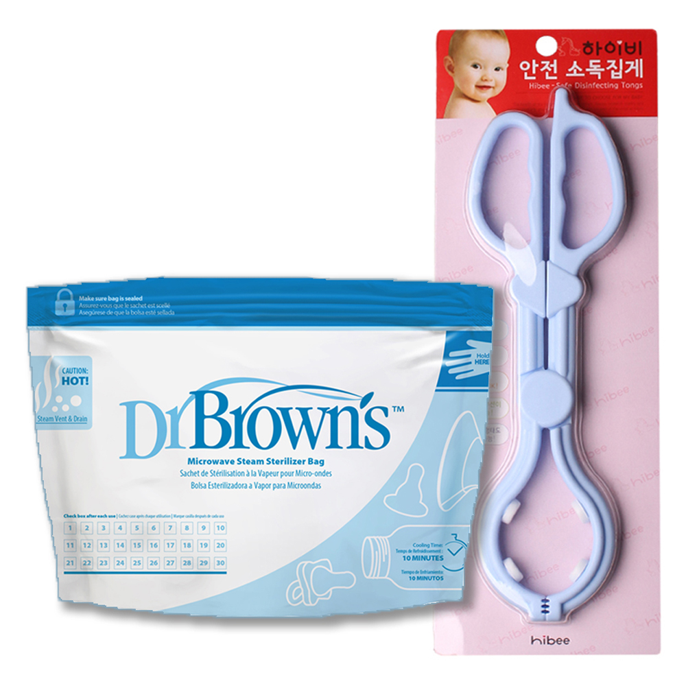 닥터브라운 유아용 new  전자레인지용 스팀백 5p + 젖병집게 세트 DR_960 16,500원